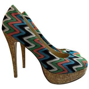 STYLUXE Patterned Cork Platform Heels - Women's Size 10